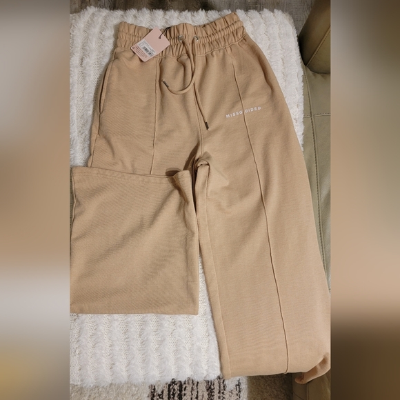 Missguided Pants - MISSGUIDED HIGHWAISTED SWEATPANT STRAIGHT THROUGH LEG TIE AT WAIST SIZE 8